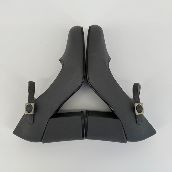 Vtg Unlisted Gray Mary Jane Heels Size 7.5 Block Pump Y2K Square Toe Retro - Picture 7 of 11